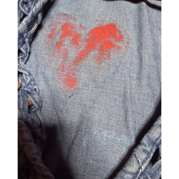 Life Style by LEI Women XL Blue Denim Floral Cutout Button Front Vest Upcycled - Picture 6 of 9